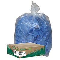 Earthsense Linear Low Density Clear Recycled Can Liners, 33 gal, 1.25 mil, 33" x 39", Clear, 10 Bags/Roll, 10 Rolls/Carton (RNW4015C)