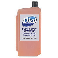 Dial Hair + Body Wash Refill for 1 L Liquid Dispenser, Neutral Scent, 1 L, 8/Carton (04029)