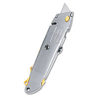 Stanley Quick-Change Utility Knife with Twine Cutter and (3) Retractable Blades, 6" Metal Handle, Gray (10499)