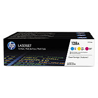 HP 128A, (CF371A-M) 3-Pack Cyan/Magenta/Yellow Original LaserJet Toner Cartridges