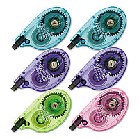 Tombow MONO Original Correction Tape, Assortedt RetroColor Applicators, 0.17" x 394", 6/Box (68670)