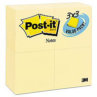 Post-it Original Pads in Canary Yellow, Value Pack, 3" x 3", 100 Sheets/Pad, 24 Pads/Pack (65424VAD)