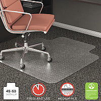 Deflecto RollaMat Frequent Use Chair Mat, Med Pile Carpet, Flat, 45 x 53, Wide Lipped, Clear (CM15233)