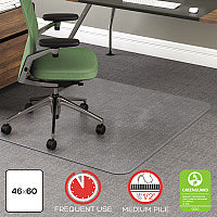 Deflecto RollaMat Frequent Use Chair Mat, Medium Pile Carpet, Flat, 46 x 60, Rectangle, Clear (CM15443F)