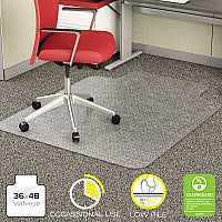 Deflecto EconoMat Occasional Use Chair Mat, Low Pile Carpet, Flat, 36 x 48, Lipped, Clear (CM11112)