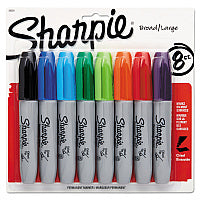 Sharpie Chisel Tip Permanent Marker, Medium Chisel Tip, Assorted Colors, 8/Set (38250PP)
