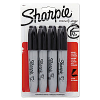 Sharpie Chisel Tip Permanent Marker, Medium Chisel Tip, Black, 4/Pack (38264PP)