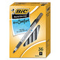 BIC Round Stic Grip Xtra Comfort Ballpoint Pen Value Pack, Easy-Glide, Stick, Medium 1.2 mm, Black Ink, Gray/Black Barrel, 36/PK (GSMG361BK)