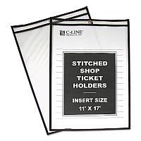 C-Line Shop Ticket Holders, Stitched, Both Sides Clear, 75", 11 x 17, 25/Box (46117)