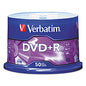 Verbatim DVD+R Recordable Disc, 4.7 GB, 16x, Spindle, Matte Silver, 50/Pack (95037)