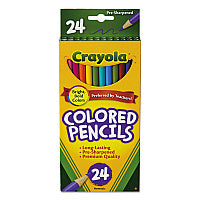 Crayola Long-Length Colored Pencil Set, 3.3 mm, 2B, Assorted Lead and Barrel Colors, 24/Pack (684024)