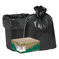 Earthsense Linear Low Density Recycled Can Liners, 10 gal, 0.85 mil, 24" x 23", Black, 25 Bags/Roll, 20 Rolls/Carton (RNW2410)