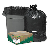 Earthsense Linear Low Density Recycled Can Liners, 45 gal, 1.25 mil, 40" x 46", Black, 10 Bags/Roll, 10 Rolls/Carton (RNW4850)