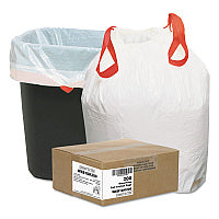 Draw 'n Tie Heavy-Duty Trash Bags, Drawstring, 13 gal, 24.5" x 27.38", White, 50 Bags/Roll, 4 Rolls/Box (1DK200)