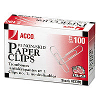 Acco(R) Economy Paper Clips, Steel Wire, No. 1, 1,000 Paper Clips (72385)