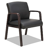 Alera Reception Lounge WL Series Guest Chair, 24.21" x 24.8" x 32.67", Black Seat, Black Back, Espresso Base (ALERL4319E)