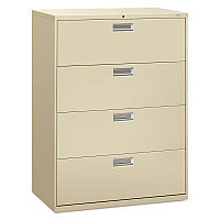 HON Brigade 600 Series Lateral File, 4 Legal/Letter-Size File Drawers, Putty, 42" x 18" x 52.5" (694LL)