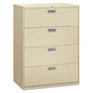 HON Brigade 600 Series Lateral File, 4 Legal/Letter-Size File Drawers, Putty, 42" x 18" x 52.5" (694LL)