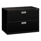 HON Brigade 600 Series Lateral File, 2 Legal/Letter-Size File Drawers, Black, 42" x 18" x 28" (692LP)
