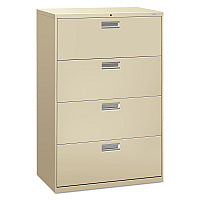 HON Brigade 600 Series Lateral File, 4 Legal/Letter-Size File Drawers, Putty, 36" x 18" x 52.5" (684LL)
