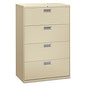 HON Brigade 600 Series Lateral File, 4 Legal/Letter-Size File Drawers, Putty, 36" x 18" x 52.5" (684LL)