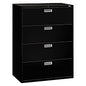 HON Brigade 600 Series Lateral File, 4 Legal/Letter-Size File Drawers, Black, 42" x 18" x 52.5" (694LP)