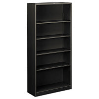 HON Metal Bookcase, Five-Shelf, 34.5w x 12.63d x 71h, Charcoal (S72ABCS)