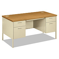 HON Metro Classic Series Double Pedestal Desk, Flush Panel SCS, 60" x 30" x 29.5", Harvest/Putty (P3262CL)