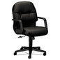 HON Pillow-Soft 2090 Series Leather Managerial Mid-Back Swivel/Tilt Chair, Supports 300 lb, 16.75" to 21.25" Seat Height, Black (2092SR11T)