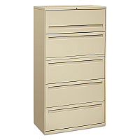 HON Brigade 700 Series Lateral File, 4 Legal/Letter-Size File Drawers, 1 File Shelf, 1 Post Shelf, Putty, 36" x 18" x 64.25" (785LL)