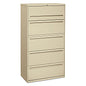 HON Brigade 700 Series Lateral File, 4 Legal/Letter-Size File Drawers, 1 File Shelf, 1 Post Shelf, Putty, 36" x 18" x 64.25" (785LL)