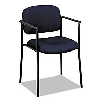 HON VL616 Stacking Guest Chair with Arms, Fabric Upholstery, 23.25" x 21" x 32.75", Navy Seat, Navy Back, Black Base (VL616VA90)