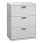 HON Brigade 600 Series Lateral File, 3 Legal/Letter-Size File Drawers, Light Gray, 30" x 18" x 39.13" (673LQ)