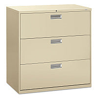 HON Brigade 600 Series Lateral File, 3 Legal/Letter-Size File Drawers, Putty, 42" x 18" x 39.13" (693LL)