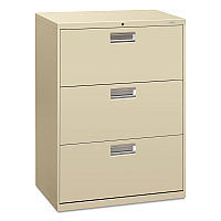 HON Brigade 600 Series Lateral File, 3 Legal/Letter-Size File Drawers, Putty, 30" x 18" x 39.13" (673LL)