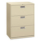 HON Brigade 600 Series Lateral File, 3 Legal/Letter-Size File Drawers, Putty, 30" x 18" x 39.13" (673LL)
