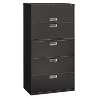 HON Brigade 600 Series Lateral File, 4 Legal/Letter-Size File Drawers, 1 Roll-Out File Shelf, Charcoal, 36" x 18" x 64.25" (685LS)