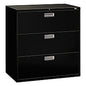 HON Brigade 600 Series Lateral File, 3 Legal/Letter-Size File Drawers, Black, 42" x 18" x 39.13" (693LP)