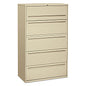 HON Brigade 700 Series Lateral File, 4 Legal/Letter-Size File Drawers, 1 File Shelf, 1 Post Shelf, Putty, 42" x 18" x 64.25" (795LL)