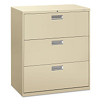 HON Brigade 600 Series Lateral File, 3 Legal/Letter-Size File Drawers, Putty, 36" x 18" x 39.13" (683LL)