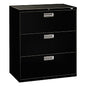 HON Brigade 600 Series Lateral File, 3 Legal/Letter-Size File Drawers, Black, 36" x 18" x 39.13" (683LP)