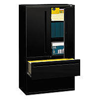 HON Brigade 700 Series Lateral File, Three-Shelf Enclosed Storage, 2 Legal/Letter-Size File Drawers, Black, 42" x 18" x 64.25" (795LSP)