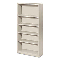 HON Metal Bookcase, Five-Shelf, 34.5w x 12.63d x 71h, Light Gray (S72ABCQ)