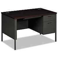 HON Metro Classic Series Right Pedestal Desk, 48" x 30" x 29.5", Mahogany/Charcoal (P3251RNS)