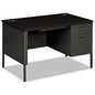 HON Metro Classic Series Right Pedestal Desk, 48" x 30" x 29.5", Mahogany/Charcoal (P3251RNS)