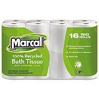 Marcal(R) Standard Toilet Paper, 2-Ply, 168 Sheets, 16 Rolls (1646616PK)