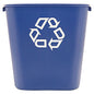 Rubbermaid Commercial Deskside Recycling Container, Medium, 28.13 qt, Plastic, Blue (295673BE)