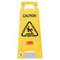 Rubbermaid Commercial Multilingual "Caution" Floor Sign, 11 x 12 x 25, Bright Yellow (611200YW)