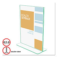 Deflecto Superior Image Premium Green Edge Sign Holders, 8.5 x 11 Insert, Clear/Green (5991790)