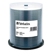 Verbatim CD-R DataLifePlus Printable Recordable Disc, 700 MB/80 min, 52x, Spindle, White, 100/Pack (95253)